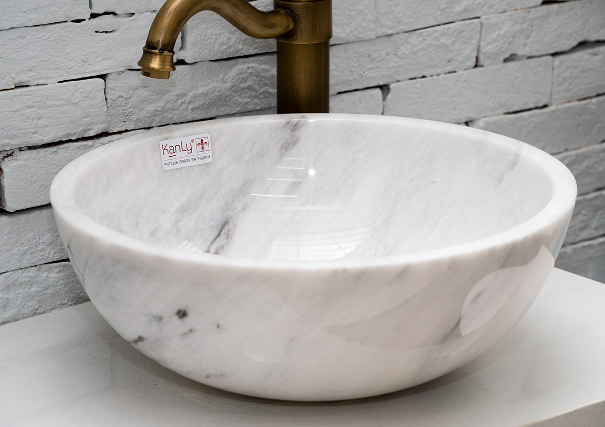 Chậu lavabo đặt bàn Kanly đá Marble tự nhiên MAR133N